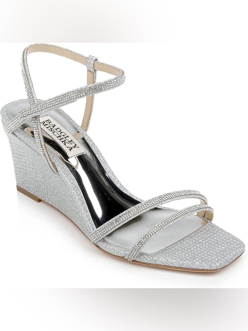 Badgley Mischka Unity Wedge Heel Sandal Leather  Outsole W/Rhinestone Size 10